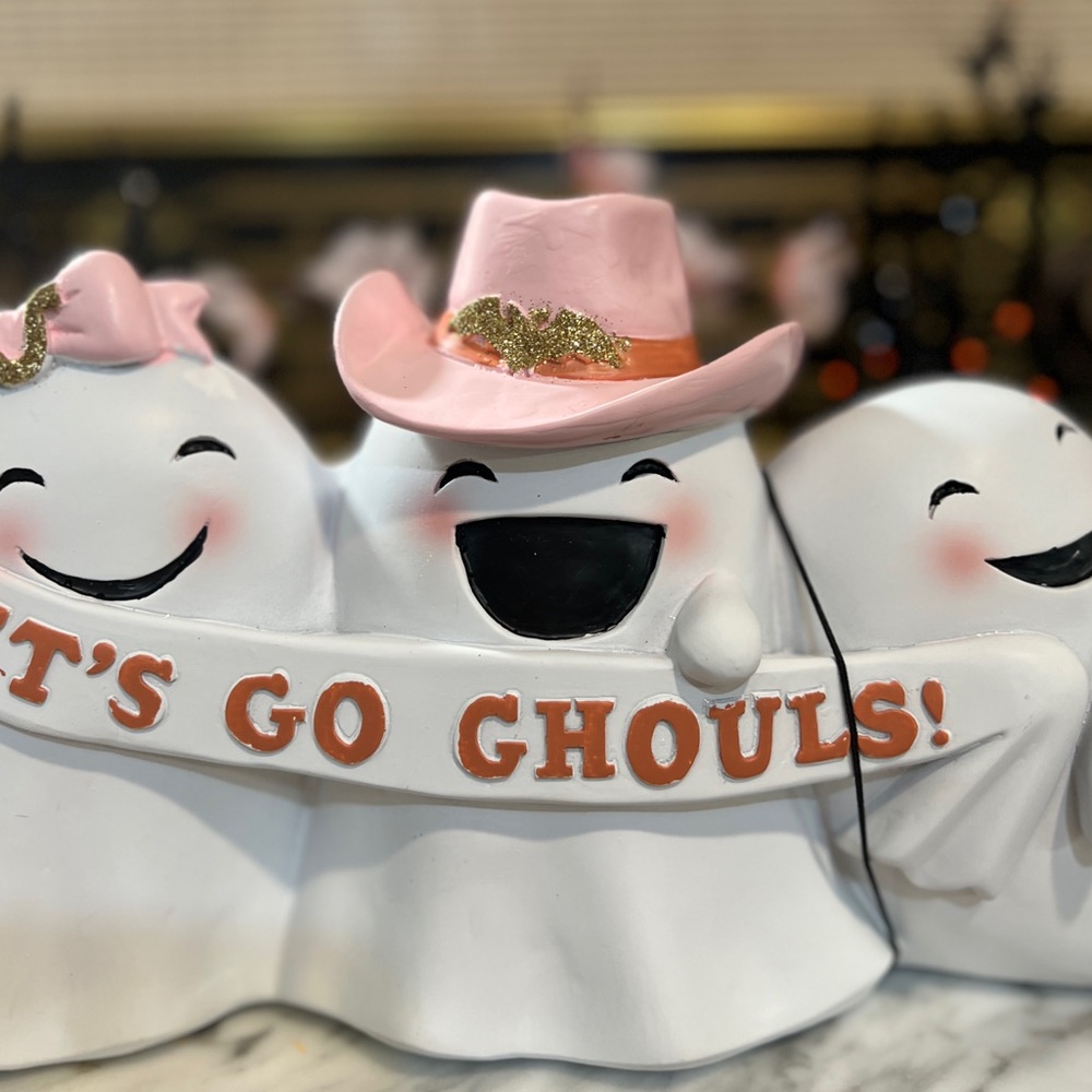 ✨NEW👻Goblin and Ghoul Let’s go Ghouls! Pink Cowboy Ghost Trio Decor👻 - Picture 5 of 11